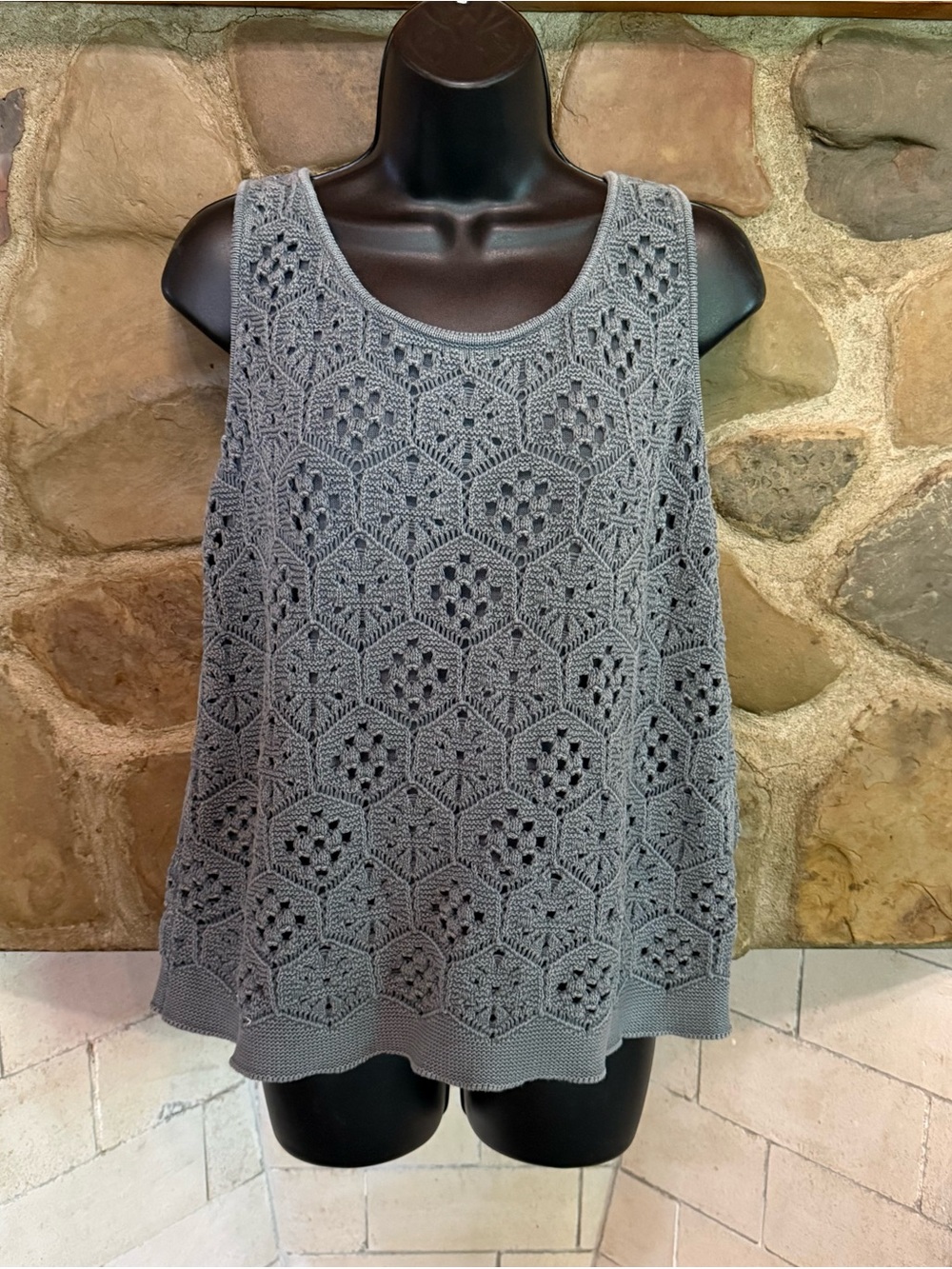 J. Jill Gray Crochet Knit Sleeveless Tank